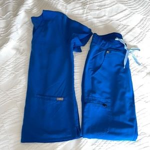 Figs Royal Blue Scrubs with Jogger pant